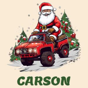 Santa Riding Jeep - Large Natural Canvas Santa Sack Design