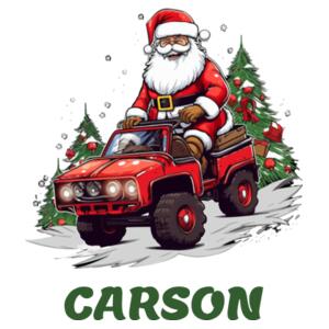 Santa Riding Jeep - Large White Canvas Santa Sack Design