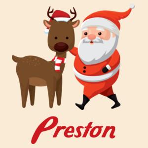 Cute Santa and reindeer - Large Natural Canvas Santa Sack Design