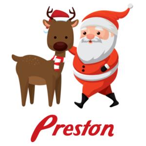 Cute Santa and reindeer - Large White Canvas Santa Sack Design