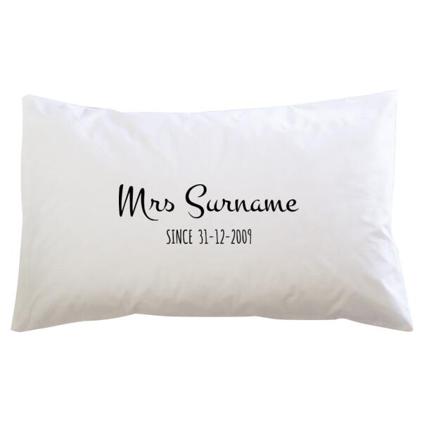 Mrs Surname Wedding Date - Pillowcase  Thumbnail
