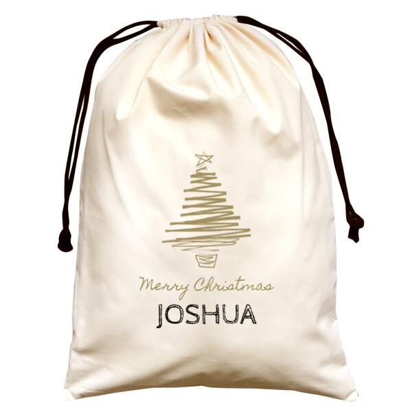 Scribble Xmas Tree - Large Natural Canvas Santa Sack Thumbnail