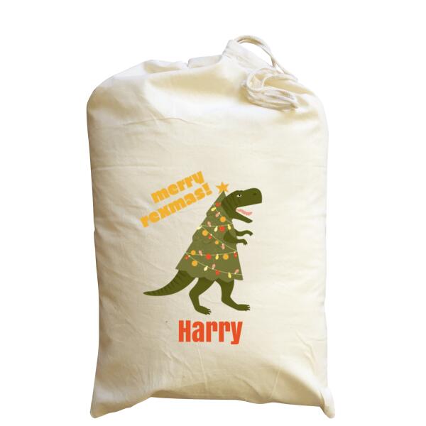 Merry Rexmas - Medium Calico Santa Sack Thumbnail