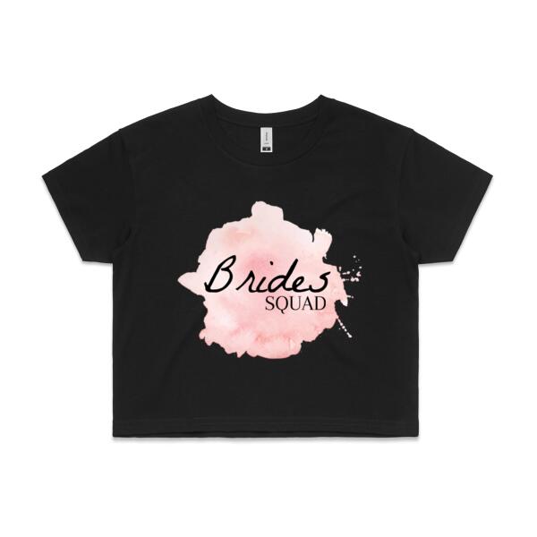 Brides Squad Pink Watercolour - Womens Crop Tee Thumbnail