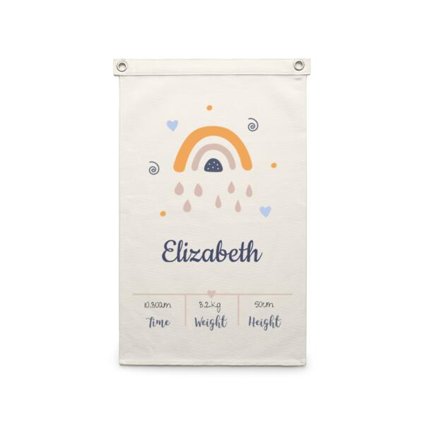 Baby Announcement - Rainbow - Canvas Flag Thumbnail